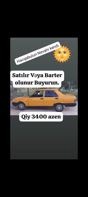 ваз 2107: Sarı rəngdə olan Tofaş markalı avtomobil satılır. Şəxsi istifadə üçün