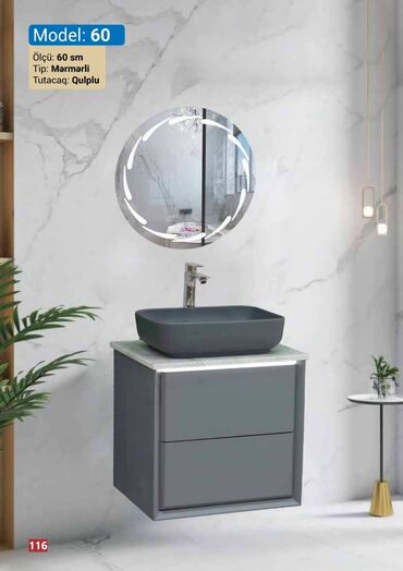 Лакокрасочные материалы: Model 60 seriyasından olan bu hamam mebeli dəsti, müasir dizaynı və
