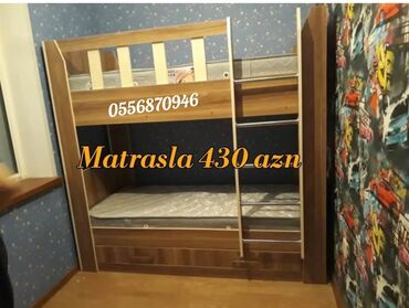 İkimərtəbəli uşaq çarpayıları: Oğlan və qız üçün, Yeni, Çarpayı, Matras ilə, Siyirməli, Laminat — 4