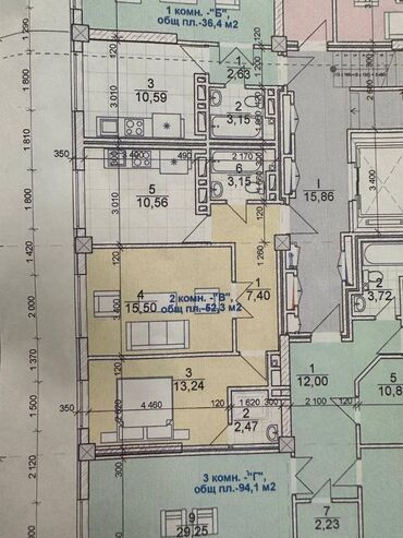 сдача квартир в: 2 комнаты, 52 м², Элитка, 2 этаж, ПСО (под самоотделку)