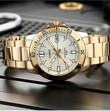 часы kasio: CASIO мужские кварцевые часы в золотистом исполнении - Корпус и — 2