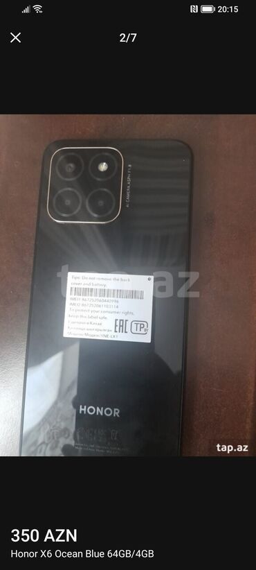 стол из массива: Honor X6, 64 ГБ, цвет - Черный, Отпечаток пальца