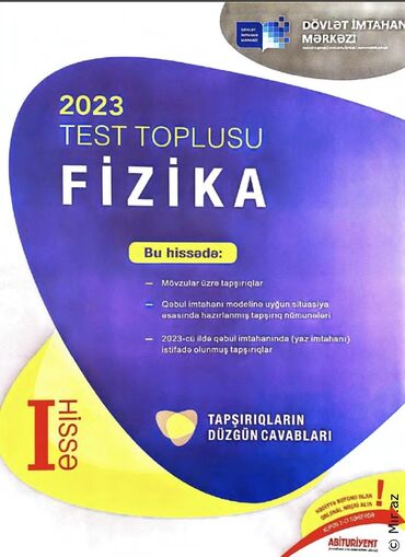 kimya test kitabı: Fizika test toplusu 1-ci hissə 2023. Kitab yenidir. 2-ci hissə də var