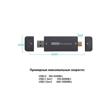 Жесткие диски, переносные винчестеры: Маленький кейс для 2230 ssd на Type-C и Type-A разъемы Кейс для NVMe