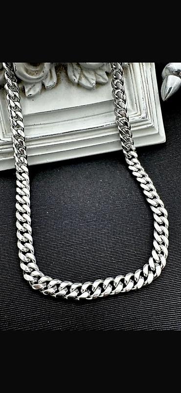 Bijuteriya: Kişi üçün kubalı (Cuban) zəncir seti - Material: metal ərintisi — 1