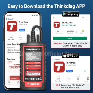 Alati za automobile: THINKCAR Thinkdiag 2 Bluetooth CAN FD OBD2, 1 godina softver, 15 — 17