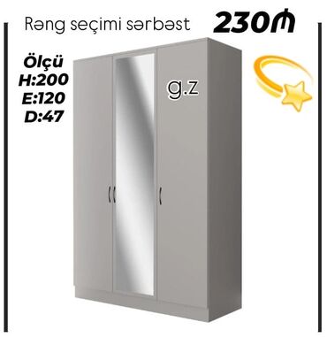 гардеробная мебель: Yeni, Açılan, 3 qapılı Düz dolab, Qarderob, paltar dolabı, Azərbaycan