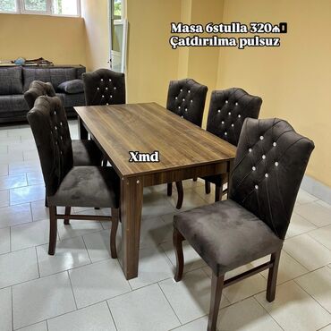 стол и стулья для дачи: Qonaq otağı üçün, Yeni, 6 stul