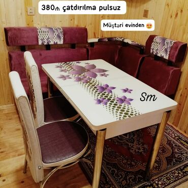 Masa və oturacaq dəstləri: Mətbəx üçün, Yeni, Açılan, Dördbucaq masa, 4 stul — 27
