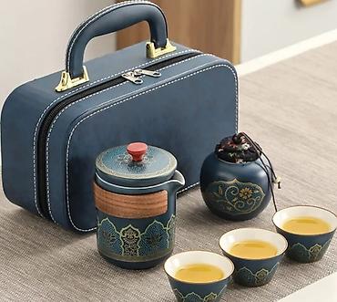 çay dəsti: Çay dəsti, rəng - Göy, Keramika, 3 nəfərlik — 1