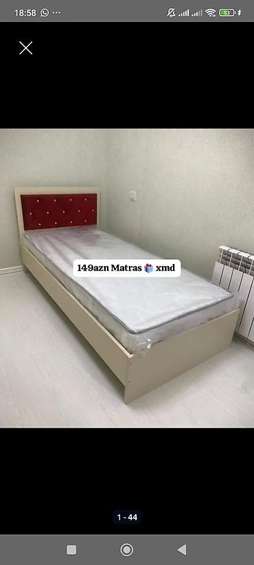 Tək nəfərlik çarpayı və matras dəsti. Xüsusiyyətlər: - Rəng: krem