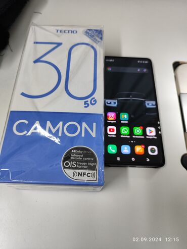 телефоны 10000: Tecno Camon, Жаңы, 256 ГБ, түсү - Кара, 2 SIM