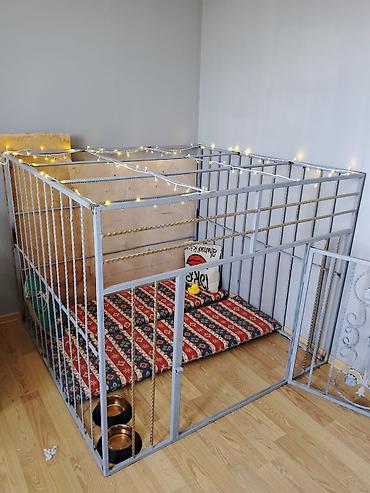it ucun qefes: Metaldan geniş ev tipi it qəfəsi / playpen - Material: qalın metal — 2