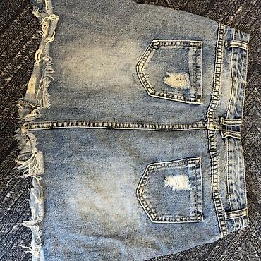 Şortlar: Məhsul: Qadınlar üçün cins ətək Təsvir: - Açıq mavi yuyulmuş denim — 3