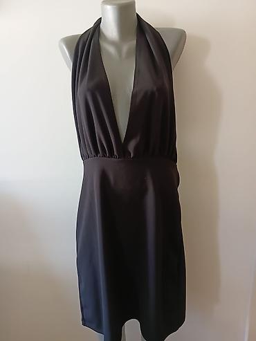 dva srca slike: Crna elegantna mini haljina na vezivanje iza vrata (halter model) - — 1