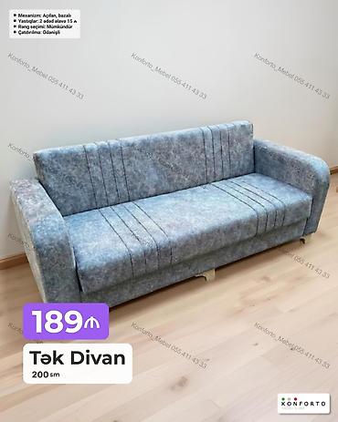 Divanlar: Tək divan – 200 sm Qiymət: 189 ₼ Xüsusiyyətlər: - Mexanizm: açılan — 1