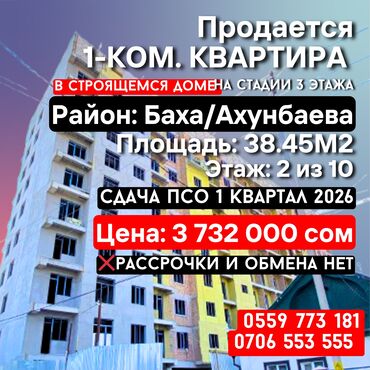 готовая квартира в рассрочку: 1 комната, 38 м², Элитка, 2 этаж