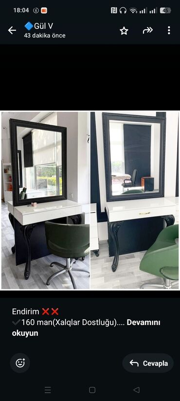 Restoran mebeli: Endirim ❌❌ ✔️160 man(Xalqlar Dostluğu). Salon güzgüsü.6 ədəd var