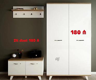 tecili satilan evler: Mebel dəsti – qarderob, ayaqqabılıq və asqılı rəf. - Rəng: ağ + açıq — 1
