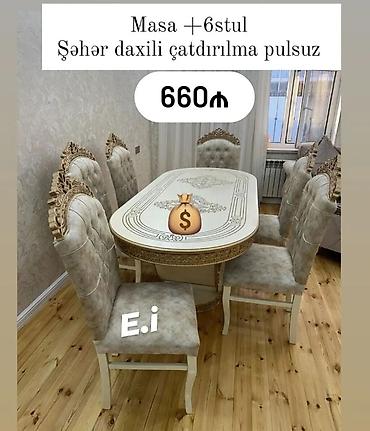 saloglu masalar: Yeni, Oval masa, 6 stul — 1