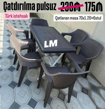 Masalar: Yeni Plastik masa dəsti📌 Türk istehsalı masa+6STUL 📌 Qiymət: 175₼