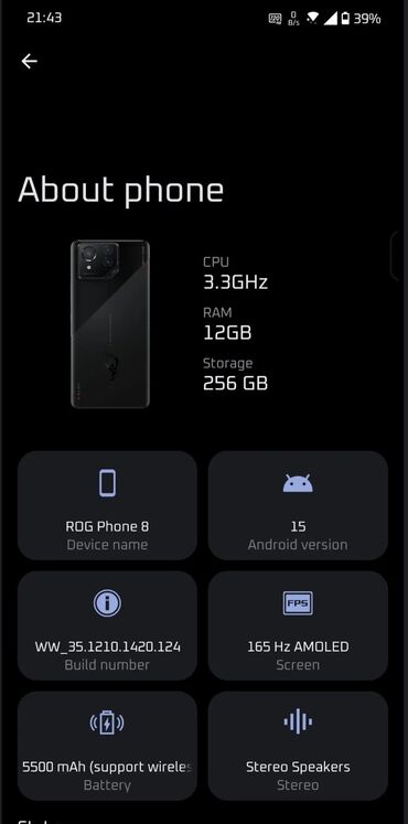Asus: Asus ROG Phone 8, 256 GB, bоја - Crna, Garancija — 14