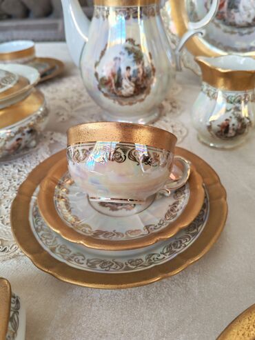 Çay dəstləri və servizlər: Çay dəsti, rəng - Qızılı, Farfor, 6 nəfərlik, Almaniya — 3