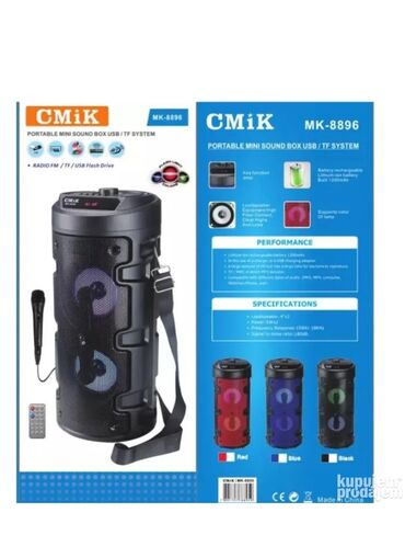 bluetooth zvucnik: CMIK MK 8896 Takodje podrzava AUX, MP3, BlueTooth, FM Radio, Dobijate