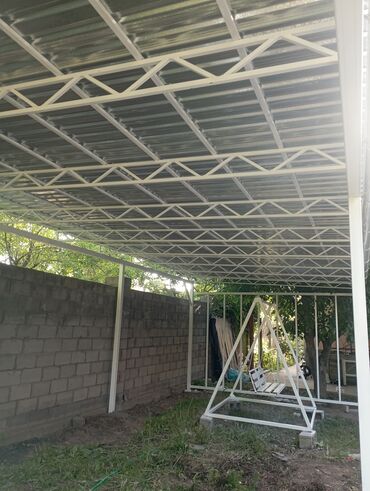 Сварка: Навес из поликарбоната с металлическим каркасом. Подходит для создания — 23