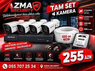 Hikvision “Tam Set – 4 Kamera” müşahidə sistemi Paketin tərkibi: - 4