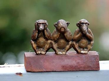 Figure: Vintage Skulptura Statua Tri Mudra Majmuna Bronza Deco. Vintage. Tri — 5