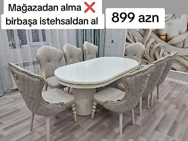 plasmas stol: Qonaq otağı üçün, Yeni, Açılmayan, Oval masa, 8 stul — 1