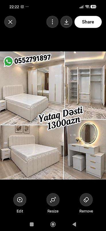 Yataq Dəsti – 1300 AZN Müasir dizaynlı, açıq rəng palitrasında tam