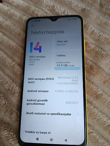 xiaomi poco m3 qiyməti: Poco M3, 128 GB, rəng - Sarı, Barmaq izi — 2