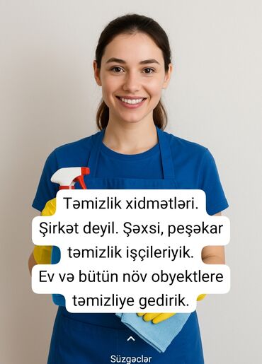 Медицина, фармацевтика: 🔹 Təmizlik şirkəti deyil! Biz bir neçə xanım olaraq evlərə təmizliyə