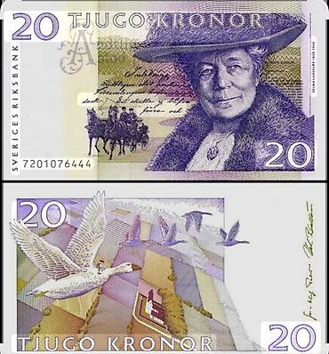 cipsi sekilleri: Məhsul: İsveç 20 krona banknotu (TJUGO KRONOR) Xüsusiyyətlər: - Ölkə — 1