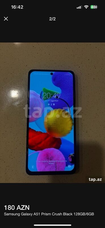 Samsung: Samsung A51, 128 GB, rəng - Göy, Barmaq izi, Simsiz şarj, İki sim kartlı