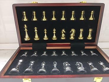 Şahmatlar: Metal fiqurlu taxta şahmat dəsti ♟️ Premium Metal Fiqurlu Şahmat — 4