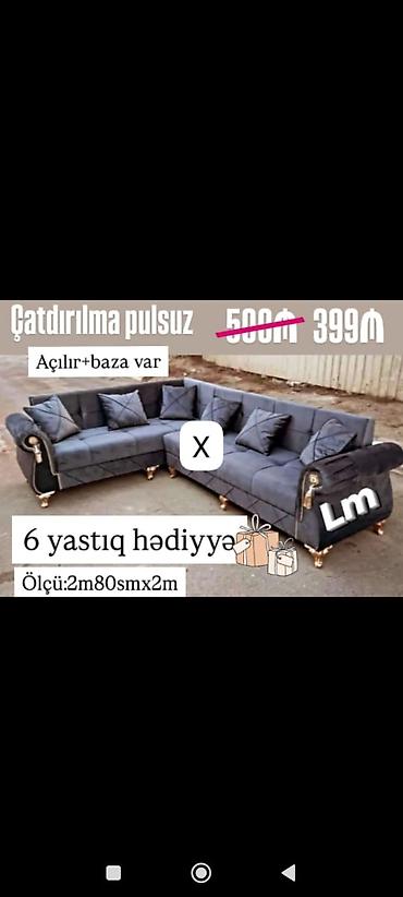 500: L‑şəkilli künc divanı - Açılır mexanizm + baza (saxlama yeri) - Ölçü — 1