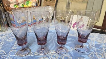 айнек пластик бу: Фужеры-лафитники ?г. Марганцевое стекло, резьба по стеклу, без сколов