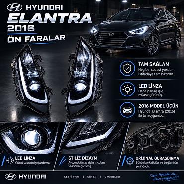 Системы освещения: Комплект, Ближний, дальний свет, Hyundai, 2016 г., Оригинал, Б/у — 1