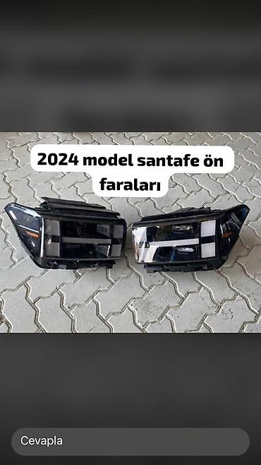 isıq: 2024-cü il model Hyundai Santa Fe avtomobilinin ön farları. Bu farlar — 4