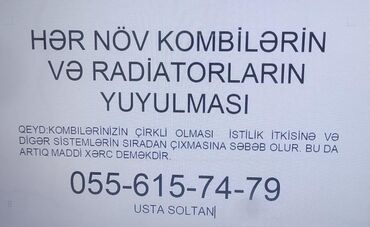 İstilik sistemi: Salam Kombi yuyulmasi. Radiatorlarin yuyulmasi. Isdi su xetlerinin