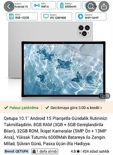 tab 15: Qetupa 10.1" Android 15 planşet - Ekran: 10.1" IPS, 1280×800 qətnamə — 1
