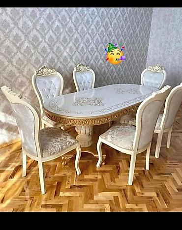 stol stul desti: Qonaq otağı üçün, Yeni, Oval masa, 6 stul — 1