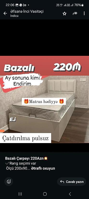 matras üzlüyü: Birnəfərlik, Bazalı, Pulsuz matras, Siyirməsiz, Azərbaycan — 3