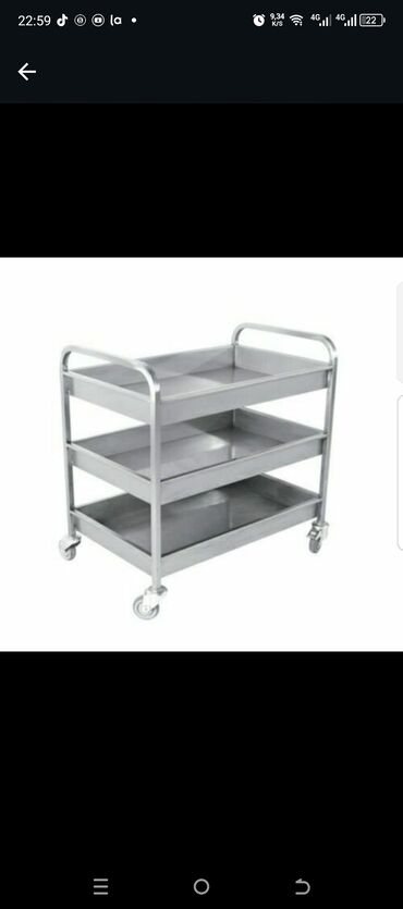 Restoran mebeli: Üç mərtəbəli paslanmayan poladdan hazırlanmış servis arabası. İki — 10