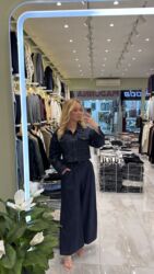 пробники и миниатюры: Başlıq: Qadın paltarı, cins dəst, tünd göy bir də qara rəngi var