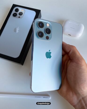 дисплей для ноутбука: IPhone 13 Pro, 128 ГБ, Голубой, Зарядное устройство, Защитное стекло, Чехол, 80 %