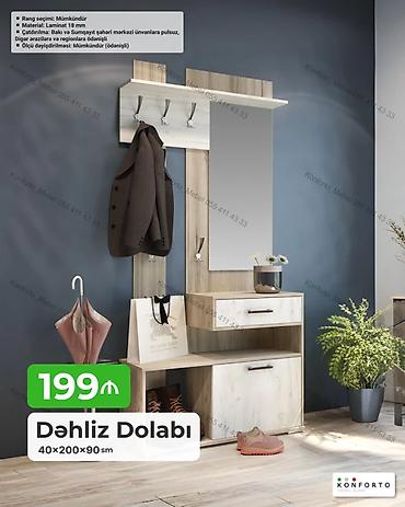 Dolablar: Dəhliz dolabı – 40×200×90 sm - Material: 18 mm laminat - Rəng seçimi — 1
